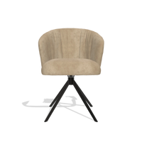 Dining Chair Lecce 6703 in Bull 10 fabric (greige), black swivel base, front view