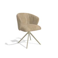 Dining Chair Lecce 6703 in Bull 10 fabric (greige), champagne swivel base, angled view