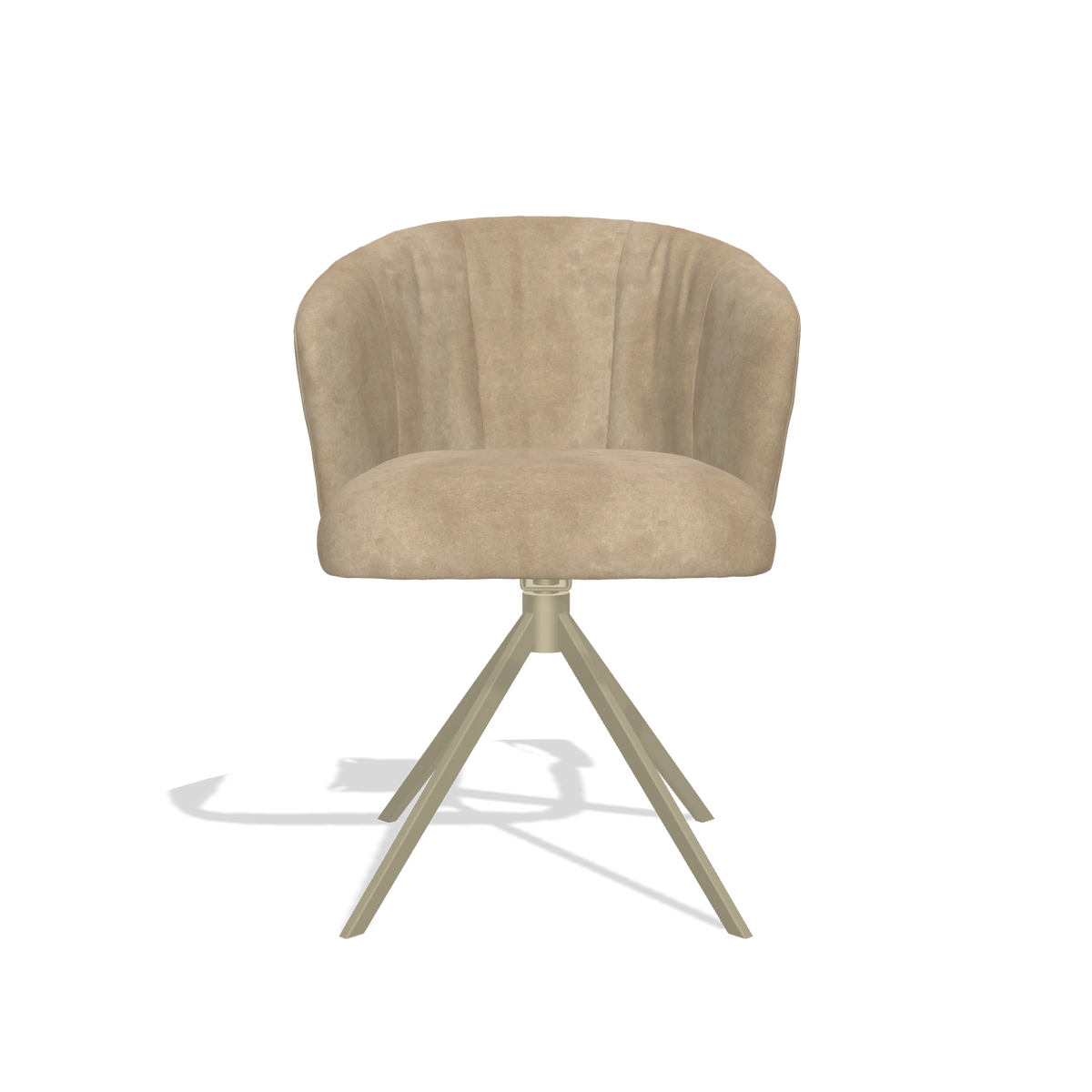 Dining Chair Lecce 6703 in Bull 10 fabric (greige), champagne swivel base, front view