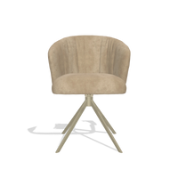 Dining Chair Lecce 6703 in Bull 10 fabric (greige), champagne swivel base, front view