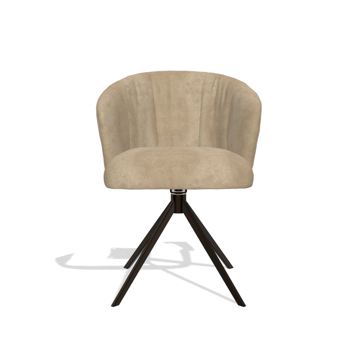 Dining Chair Lecce 6703 in Bull 10 fabric (greige), espresso swivel base, front view