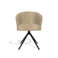Dining Chair Lecce 6703 in Bull 10 fabric (greige), espresso swivel base, front view