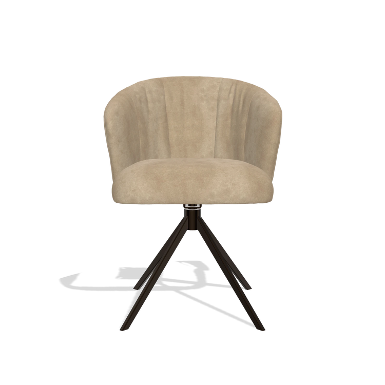 Dining Chair Lecce 6703 in Bull 10 fabric (greige), espresso swivel base, front view