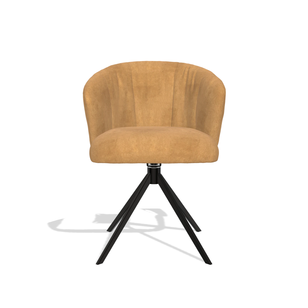 Dining Chair Lecce 6703 in Bull 16 fabric (ochre), black swivel base, front view