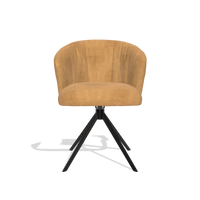 Dining Chair Lecce 6703 in Bull 16 fabric (ochre), black swivel base, front view