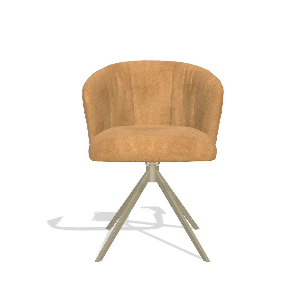 Dining Chair Lecce 6703 in Bull 16 fabric (ochre), champagne swivel base, front view