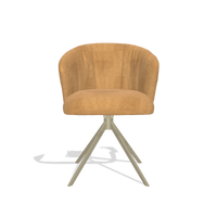 Dining Chair Lecce 6703 in Bull 16 fabric (ochre), champagne swivel base, front view
