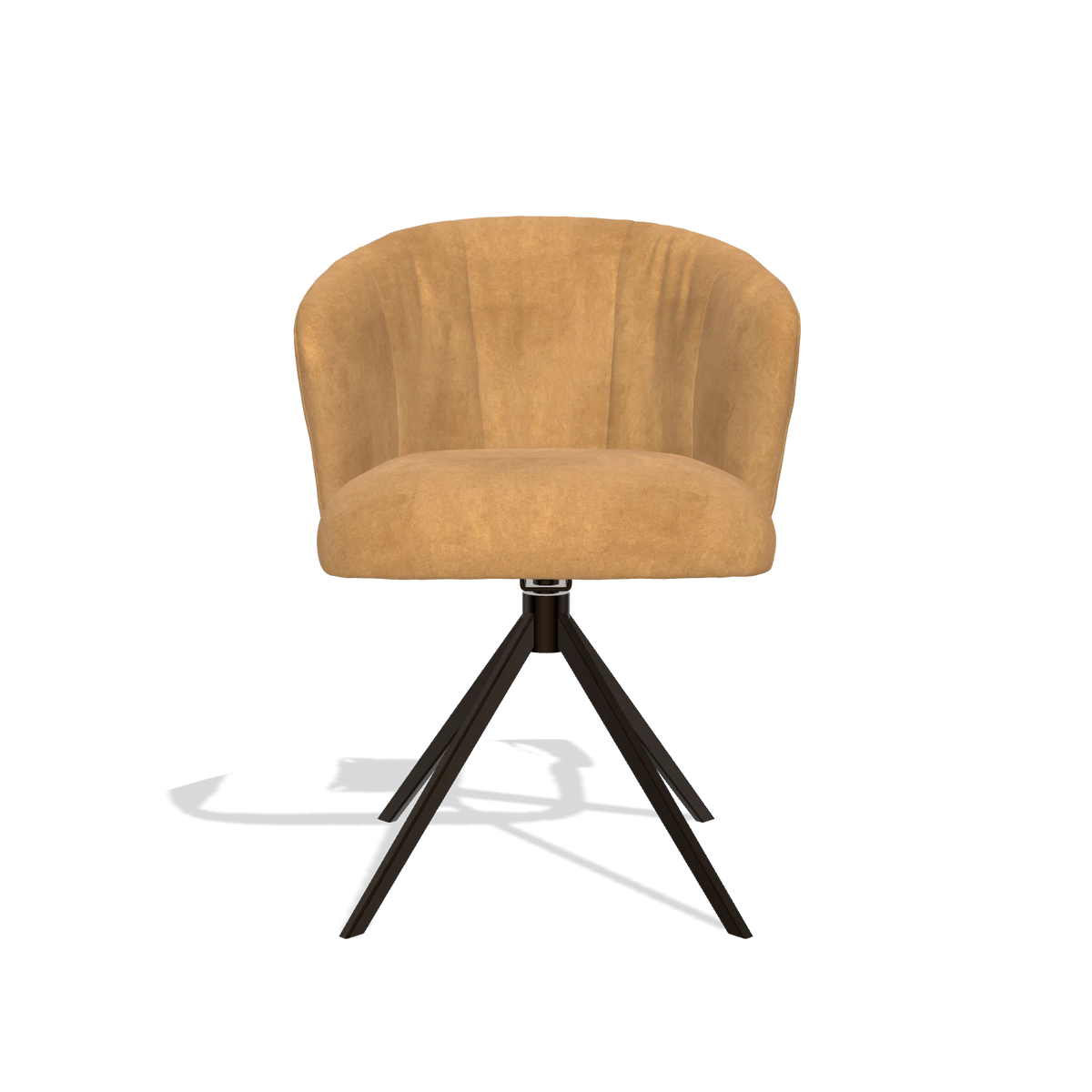 Dining Chair Lecce 6703 in Bull 16 fabric (ochre), espresso swivel base, front view