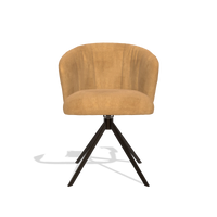 Dining Chair Lecce 6703 in Bull 16 fabric (ochre), espresso swivel base, front view