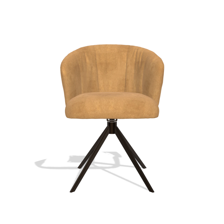 Dining Chair Lecce 6703 in Bull 16 fabric (ochre), espresso swivel base, front view