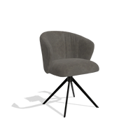 Dining Chair Lecce 6703 in Bull 18 fabric (dark grey), black swivel base, angled view