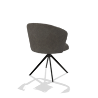 Dining Chair Lecce 6703 in Bull 18 fabric (dark grey), black swivel base, back angled view
