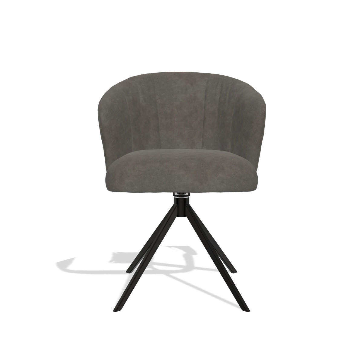 Dining Chair Lecce 6703 in Bull 18 fabric (dark grey), black swivel base, front view