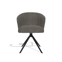 Dining Chair Lecce 6703 in Bull 18 fabric (dark grey), black swivel base, front view