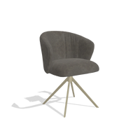 Dining Chair Lecce 6703 in Bull 18 fabric (dark grey), champagne swivel base, angled view