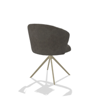 Dining Chair Lecce 6703 in Bull 18 fabric (dark grey), champagne swivel base, back angled view