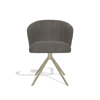 Dining Chair Lecce 6703 in Bull 18 fabric (dark grey), champagne swivel base, front view