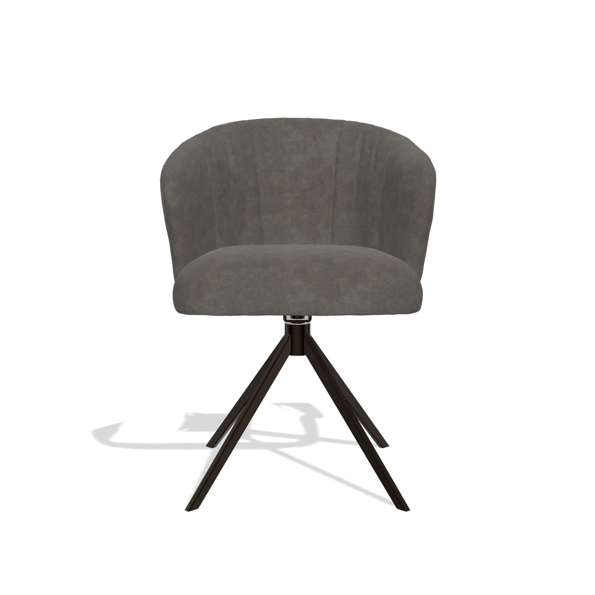 Dining Chair Lecce 6703 in Bull 18 fabric (dark grey), espresso swivel base, front view