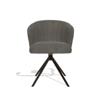 Dining Chair Lecce 6703 in Bull 18 fabric (dark grey), espresso swivel base, front view
