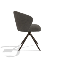 Dining Chair Lecce 6703 in Bull 18 fabric (dark grey), espresso swivel base, side view