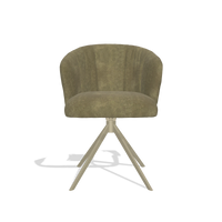 Dining Chair Lecce 6703 in Bull 59 fabric (olive), champagne swivel base, front view