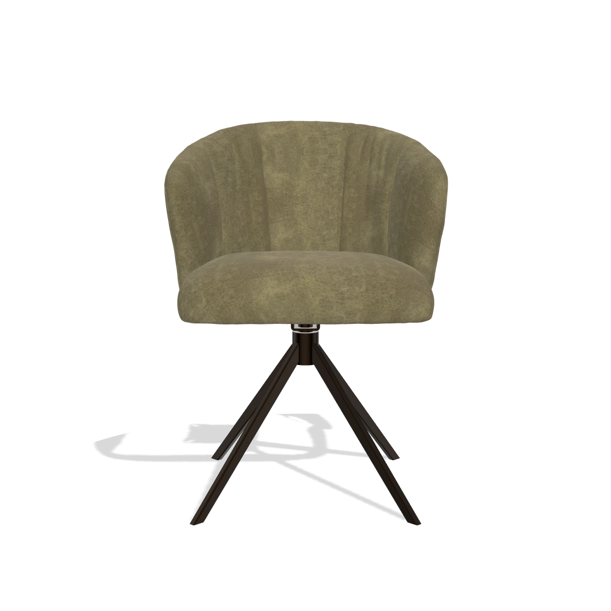 Dining Chair Lecce 6703 in Bull 59 fabric (olive), espresso swivel base, front view