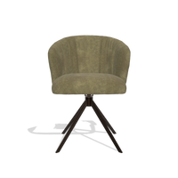 Dining Chair Lecce 6703 in Bull 59 fabric (olive), espresso swivel base, front view