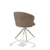 Chaise de salle à manger Lecce 6703 en tissu Cayenne 28 (taupe), pied pivotant en champagne, vue de trois-quarts arrière