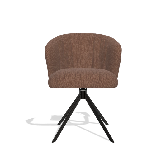 Silla de comedor Lecce 6703 en tela Energy 96 (marrón), base giratoria en negro, vista frontal
