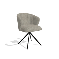 Dining Chair Lecce 6703 in Horta 01 fabric (grey), black swivel base, angled view