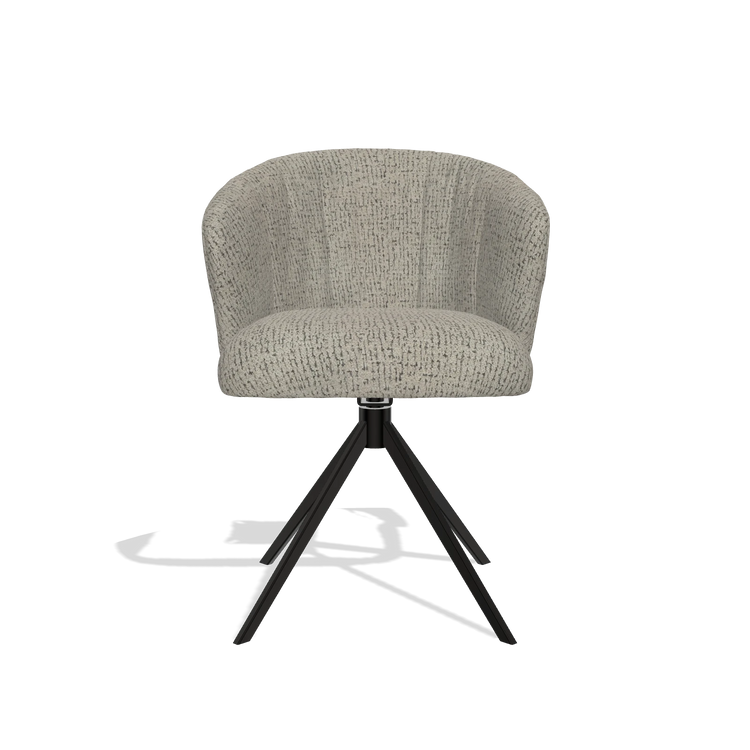Dining Chair Lecce 6703 in Horta 01 fabric (grey), black swivel base, front view