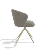 Dining Chair Lecce 6703 in Horta 01 fabric (grey), champagne swivel base, side view