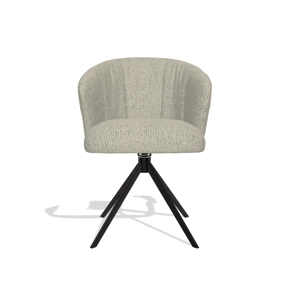 Chaise de salle à manger Lecce 6703 en tissu Horta 05 (grège), pied pivotant en noir, vue de face