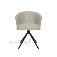 Chaise de salle à manger Lecce 6703 en tissu Horta 05 (grège), pied pivotant en noir, vue de face