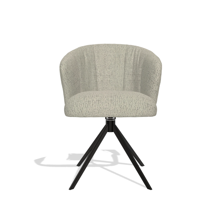Chaise de salle à manger Lecce 6703 en tissu Horta 05 (grège), pied pivotant en noir, vue de face