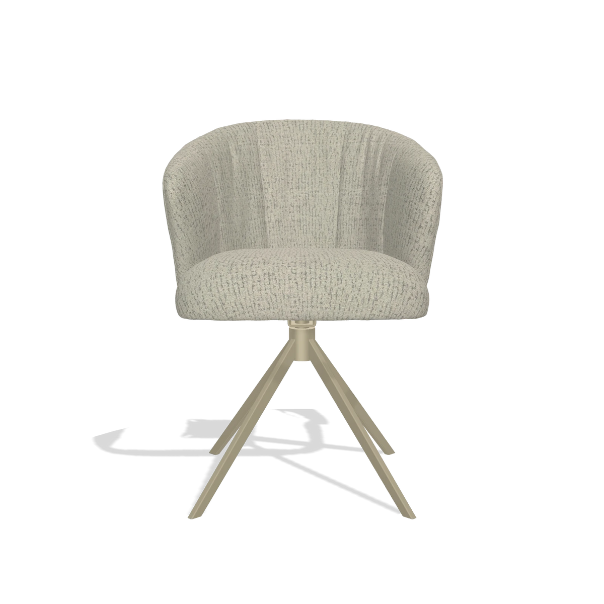 Chaise de salle à manger Lecce 6703 en tissu Horta 05 (grège), pied pivotant en champagne, vue de face