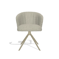 Chaise de salle à manger Lecce 6703 en tissu Horta 05 (grège), pied pivotant en champagne, vue de face