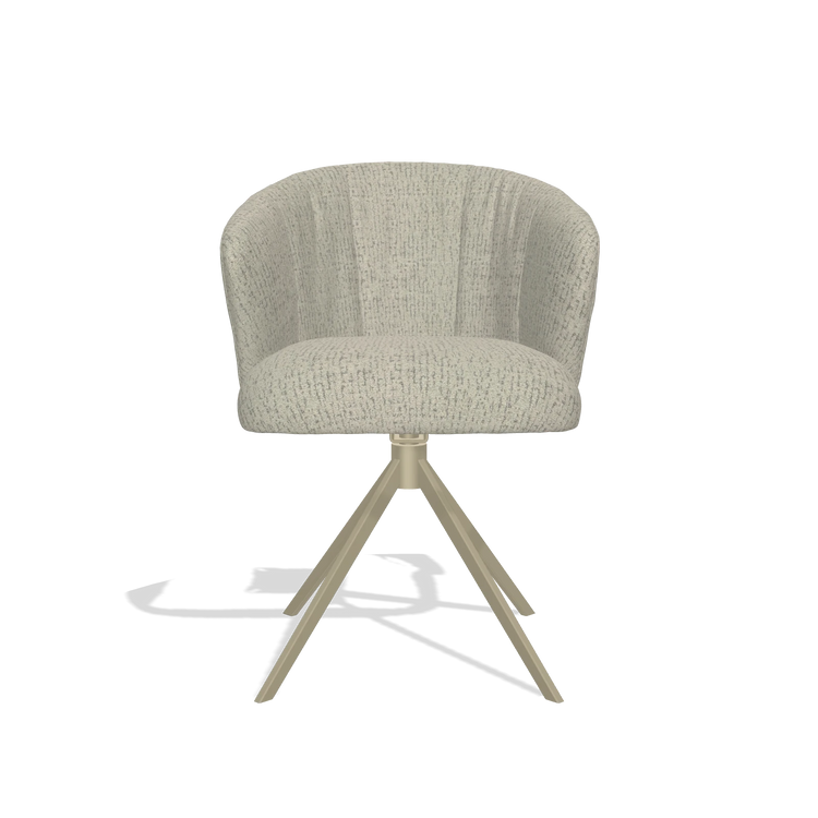 Chaise de salle à manger Lecce 6703 en tissu Horta 05 (grège), pied pivotant en champagne, vue de face