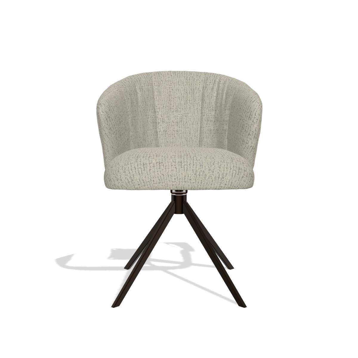Chaise de salle à manger Lecce 6703 en tissu Horta 05 (grège), pied pivotant en espresso, vue de face