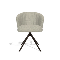Chaise de salle à manger Lecce 6703 en tissu Horta 05 (grège), pied pivotant en espresso, vue de face