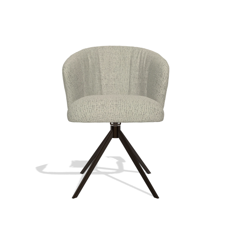 Chaise de salle à manger Lecce 6703 en tissu Horta 05 (grège), pied pivotant en espresso, vue de face