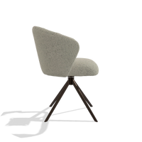 Chaise de salle à manger Lecce 6703 en tissu Horta 05 (grège), pied pivotant en espresso, vue de profil
