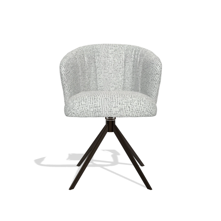 Sedia da pranzo Lecce 6703 in tessuto Horta 101 (grigio chiaro), base girevole in espresso, vista frontale