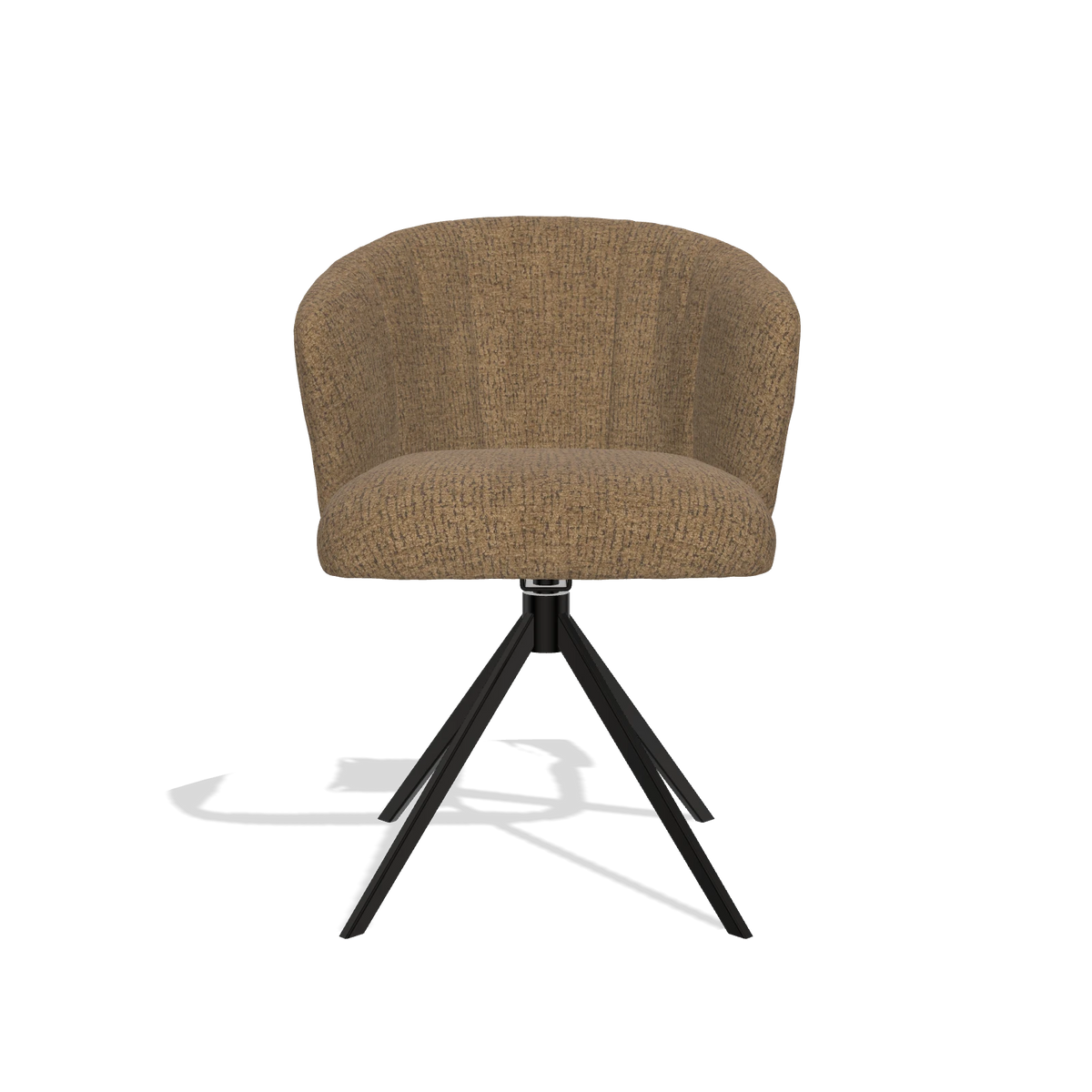 Chaise de salle à manger Lecce 6703 en tissu Horta 23 (olive), pied pivotant en noir, vue de face