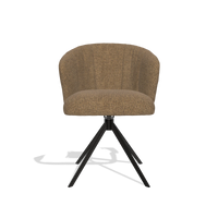 Chaise de salle à manger Lecce 6703 en tissu Horta 23 (olive), pied pivotant en noir, vue de face