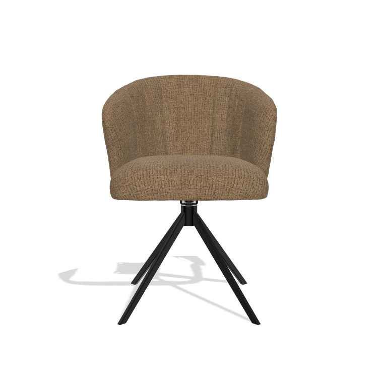Chaise de salle à manger Lecce 6703 en tissu Horta 23 (olive), pied pivotant en noir, vue de face