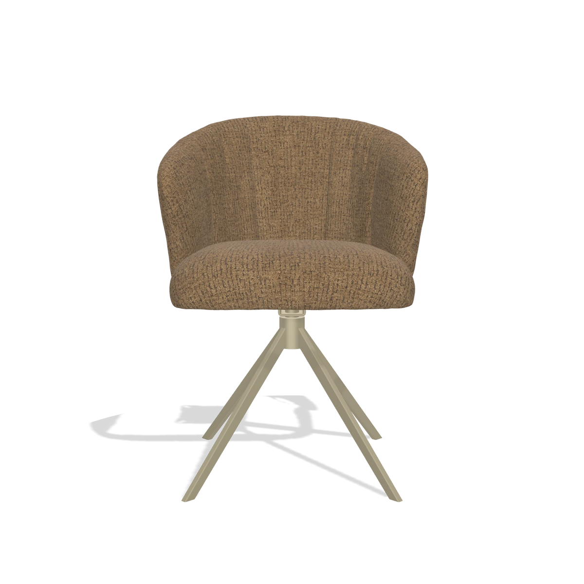 Chaise de salle à manger Lecce 6703 en tissu Horta 23 (olive), pied pivotant en champagne, vue de face