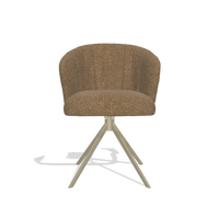 Chaise de salle à manger Lecce 6703 en tissu Horta 23 (olive), pied pivotant en champagne, vue de face