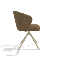 Chaise de salle à manger Lecce 6703 en tissu Horta 23 (olive), pied pivotant en champagne, vue de profil