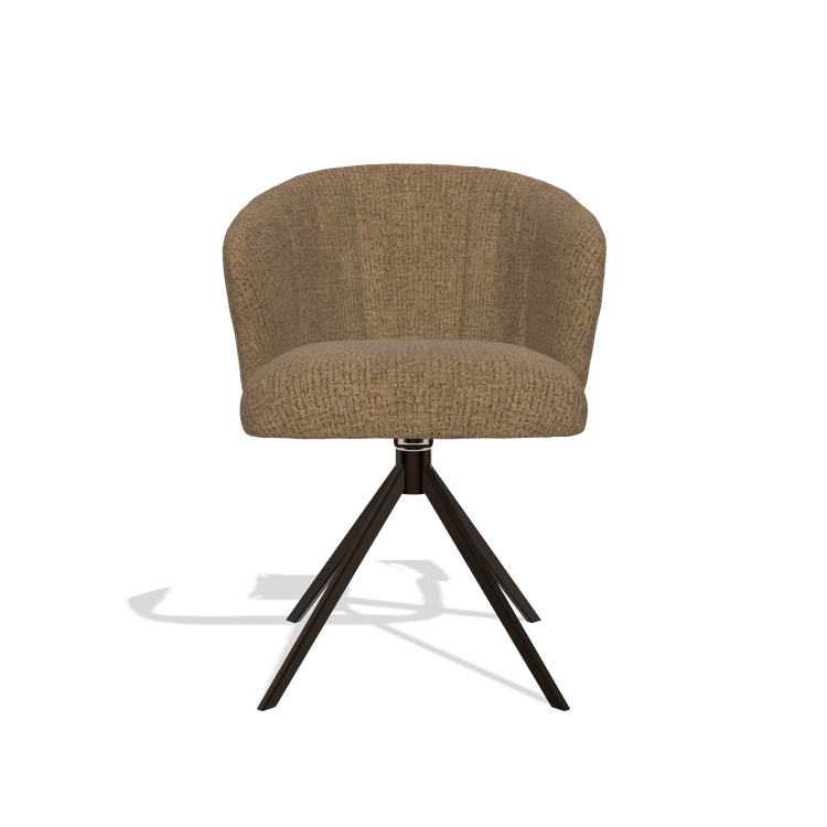Chaise de salle à manger Lecce 6703 en tissu Horta 23 (olive), pied pivotant en espresso, vue de face